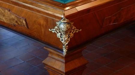 Corner ornament of antique Strahan billiards table