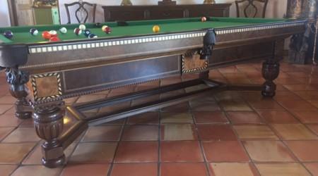 Stunning Elizabethan antique billiards/pool table after restoration