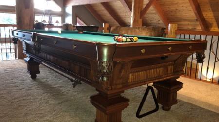 Professional restoration: Emanuel Brunwick Jewel billiards table