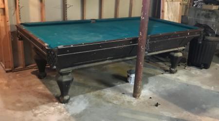 Before Restoration: Antique W.H. Griffith Rosewood Billiards Table