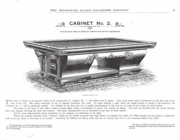 The Cabinet No. 2 billiards table