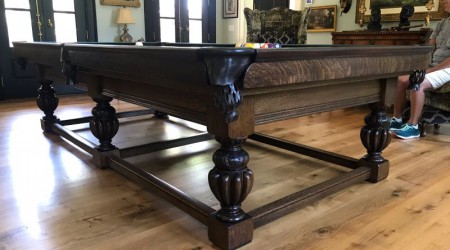 Setup of Elizabethan III restored antique billiards table