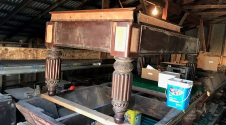 The J.G. Taylor billiards table before restoration