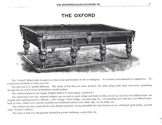 The Oxford billiards table