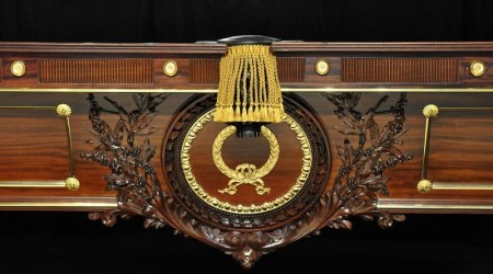 Side view of 24K gold Oliver Briggs Custom pool table