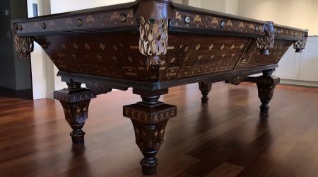 Restored antique Benedict Inlaid billiards table