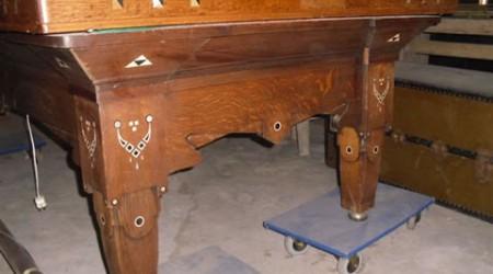 The Bordeaux billiards table before restoration