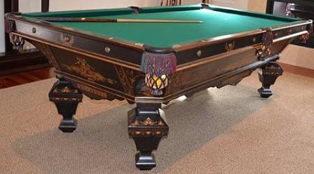Antique pool table, The Brilliant Novelty, after full restoration