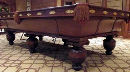 Antique Cambrige pool table with fringed pockets