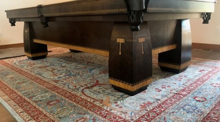 Details of professionally restored  "The Conqueror" restored antique billiards table