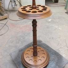 Antique pool table round-butted cue rack